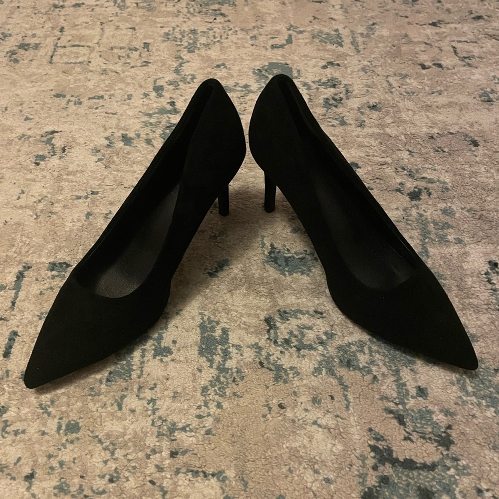 (3/$10) Black Suede Leather Court Heels - CN 41